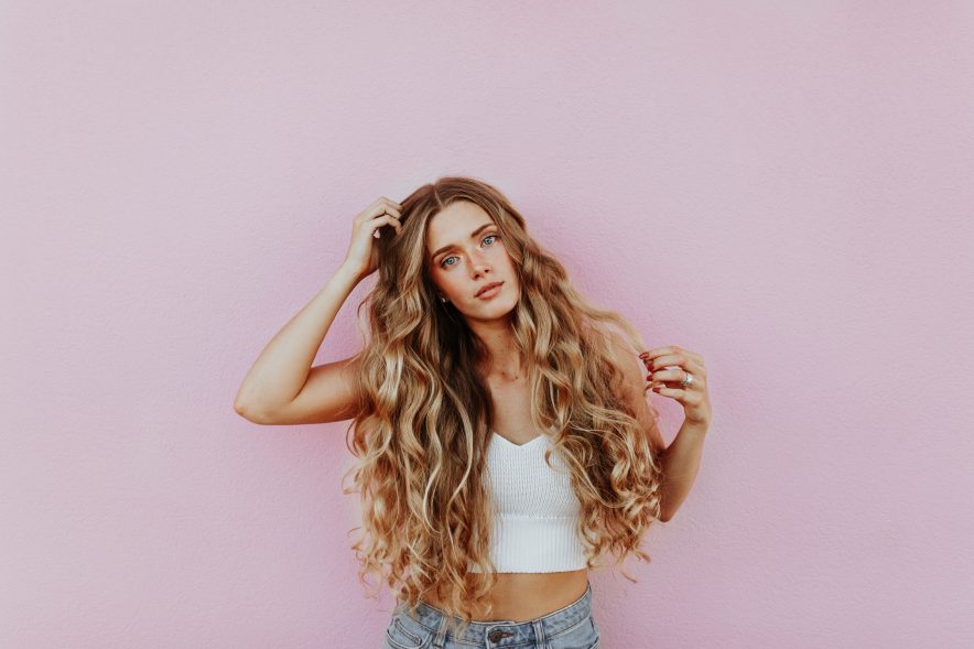 A girl with wavy hair